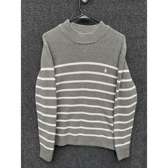 Ralph Lauren Sweaters - Polo Ralph Lauren Striped Knit Pullover Sweater Size Large Gray & White